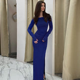 Women's Winter New Ins Sexy Temperament Solid Color Tight Ass Long-Sleeved Dress Women