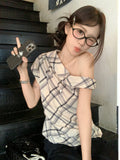 Lattice Bumpy Shoulder Dress Woman Summer 2026 New Hottie Design Sense Slimming T-Shirt
