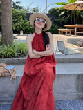 New Chinese Retro Hanging Neck-Cuffed Shoulder Dress Women's Spring 2026 New Simple Sleeveless Round-Collar Loose Dress