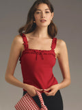 Explosion Design Wood Ear Bow Sling Women's 2025 Sweet Spicy Pure Threaded Waistcoat