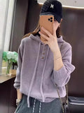Hooded Zipper Knitted Shirt Women Long Sleeve Autumn And Winter New Large Size Fat Mm Loose Thin Jumper Sweater Top