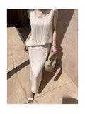 Summer New Handmade Three-Dimensional Petal Nails Studs TR Flattened Sleeveless Blouse Half-Dress Set
