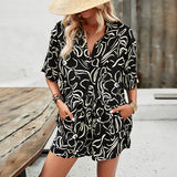 Dili Holiday Style Printed Shirt Women's Suit 2025 Summer Leisure Shorts Two-Piece Set