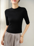 Grey Ultrafine Sheep Cape Pits Inside A Women's Collar Collar Knitted Coat Wearing Five-Point Sleeves