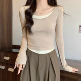Wear A Small Shirt T-Shirt Girl In Autumn And Winter To Fight Irregular U Collar Long Sleeve Collar Collar Collar Collar Collar Collar Collar Collar Collar Collar Collar Collar Collar Collar Collar Collar Collar Collar