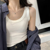 Anti-Walking Shading Lactose Thread Wide Shoulder Sling Vest Women Wearing Repair Inside The Bottom White Blouse