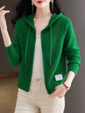 2025 New Knitted Women's Spring And Autumn Hooded Hoodie Jacket Jersey T-Shirt T-Shirt Jersey