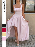 Dili Elegant Wind Hanging Neck Tectoral Girded Long Dress Dress Dress Women's Dress 2026 Summer