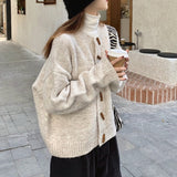 Early Autumn Knitted Shirt Coat Women's Spring And Autumn Loose Lazy High Sense 2025 New Top Retro Sweater Thick