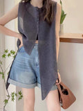 Irregular Hollow Sleeveless Vest Women Wear Knitted Shirts In Summer