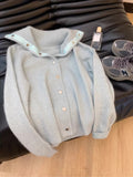 Gentle Wind Soft Milk Blue Sweater Cardigan Women's Autumn And Winter 2025 New Korean Version Of Loose Lazy Knitted Shirt Top