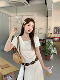 Gentle Folds Irregularly Collar Shoulder Short-Sleeved T-Shirt 2026 Summer New Small Design Top