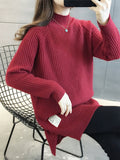 Mid-Long Sweater Woman 2025 New Autumn And Winter Dress Cover The Ass With A Loose Small Man's Bottom Shirt