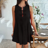 Dili 2025 Spring And Summer Leisure Holiday Wind Solid Color With Pressureless Sleeveless Short Skirt Women's Clothing