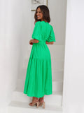 Hot New Summer High Feeling Deep V Bubble Sleeve Holiday Dress Fashion Women's Dress
