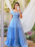 2025 Hot Sales Commuting Solid Color Collar To Pick Up The Stitched Long Dress Dress