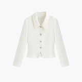 Spring 2026 New Temperament White Fragrant Coat Women Wear A Long Season Wearing A Collar Short Top