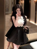 Rich Family Gold Small Fragrant Dress Women Spring And Summer French Waist Princess Ponpong Dress French Vest Sleeveless Skirt