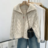 2025 Collar Thick Jasmine Sweater Zipper Coat Women Autumn And Winter High-End Feel Super Good Knitted Cardigan Top