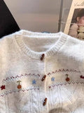 Vintage Knitted Vest Women Handmade Flowers Spring And Autumn Shoulder Vest Collar Folded Sweet Taut Horse Clip