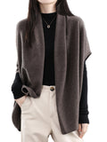 Autumn 2025 New Bat Sleeve Shawl Women Loose Knit Wool Coat Ocean Tucked Open Shirt Outside The Cloak