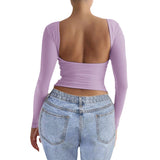 Dili 2025 Autumn And Winter Y2K Women's Temperament Collar Knitted Long-Sleeved Top
