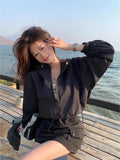 Korean Version Of The Rope Hooded Short Sun Protection Jacket Women's Spring 2026 New Casual Loose Jacket Top Tide