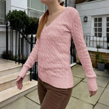 Dili Leisure Simple Long-Sleeved V-Neck Vest Lined With Wool Women's Clothing 2025 Autumn And Winter
