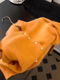 This Year's New 2025 Fall Loose Fat MM Orange Stand-Up Knitted Cardigan Women's Long-Sleeved High-End Soft-Sleeved Sweater
