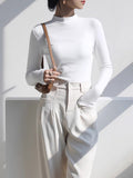 Small Collar White Bottoming Shirt With Autumn And Winter Plus Velvet Blouse Female Velvet Long-Sleeved T-Shirt Half-High Collar