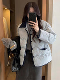 Winter Blue Cotton Short Coat Women's Small Fragrant Style 2026 New Super-Looking Thin Cotton Coat Cotton Clothes