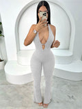 Autumn 2025 New Neck Repair T-Tie With Bare Back Sexy Babes Thorn Trousers Jumpsuit Woman