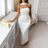 Dili Elegantly Tied With Solid-Colored Ass Tos Dress Women's Dress 2025 Autumn And Winter