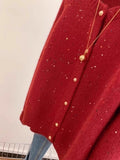 Gentle Atmosphere Feel The Slid Round Sweater Cardigan Women Autumn And Winter Life New Year Retro Red Soft Knitted Coat