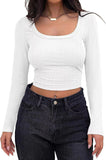 2025 New Explosion Thread Pit Strip Repair Short Long-Sleeved Square T-Shirt Girl