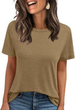 2025 Women's Round Neck New Casual Loose Solid Color Short-Sleeved T-Shirt