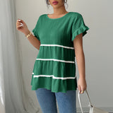 Dili Elegant Temperament Round Collar Short-Sleeved Top Shirt Women's Clothing 2025 Autumn And Winter