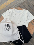 Round Neck Wave Point Short-Sleeved Knitted T-Shirt Girl New Summer Shoulder High-End Small Incense Half-Sleeved Top 2025 Explosion