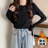 Grinding Hair Chic Design Feeling White Long-Sleeved T-Shirt Women With V-Neck Knitted Bottom Shirt 2026 Autumn And Winter New Top