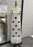 2025 Sling Spring/Summer Black Wave Tuxedo Knitted Dress Women's Dress