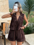 Dili Holiday Casual Vest Blouse Shorts Two Sets Of Women's Clothing 2026 Summer