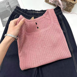 Mint Green Knitted Shoulder Ice Silk Short-Sleeved T-Shirt Women 2025 New Burst Summer Dopamine Chic Top