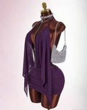 New Solid-Colored Body-In-Com, Sexy Mesh Ribbon With A Back-To-Back Clairvoyant Bag Sling Skirt Dress Woman