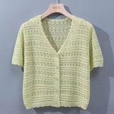 White Hollow Knitted Cardigan Girl Thin Long-Sleeved Ice Silk Shawl With Sling Skirt Air-Conditioning Shirt Summer