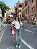 U-Necked T-Shirt Women's Short-Sleeved White Shoulder Summer 2026 Big Necktip Loose Thin Inner Solid Color Top Thromy Shirt