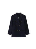 Suit Jacket Women's Double Buckle Twill Design Sense + Penetted Skirt Autumn Twill Retro Temperament Dress
