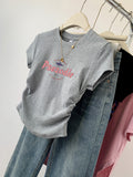 Pure Cotton Black Slimming Straight Shoulder Short-Sleeved T-Shirt Women's Summer 2025 New Burst On-Slamp Dress
