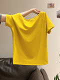 Slanted Shoulder T-Shirt Women's Short Sleeves 2026 Summer New Loose Thin-Skinny Shoulder Blouse