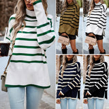 Dili Striped Turtleneck Sweater Woman 2025 Autumn/Winter Knitted Top