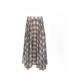 Summer New Korean Tulle Dress Irregular Long Long-Term Half-Tight Waist Print Lattice Half-Dress